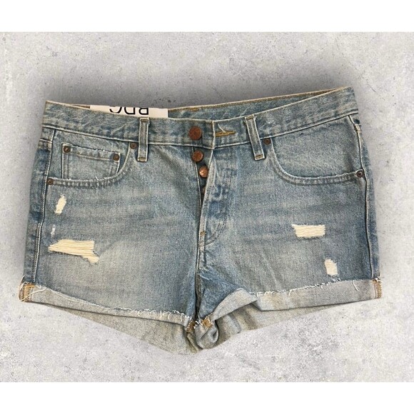 Urban Outfitters BDG Tom Girl Mid Rise Distressed Denim Shorts Size 27 NEW - Picture 1 of 2